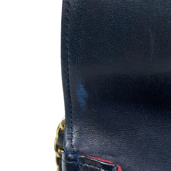 Chanel Coco W Mark Matelasse Bag Bag Chain Flap Navy Shoulder Leather Shoulder - Picture 8 of 11